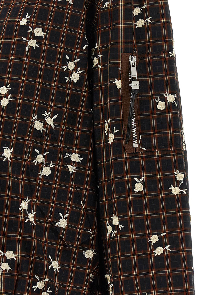 Ganni Check Flower Bomber Jacket