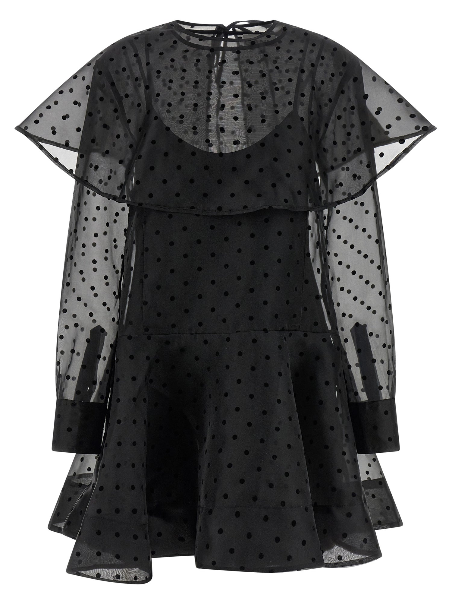 Ganni Black Organza Circle Collar Dress