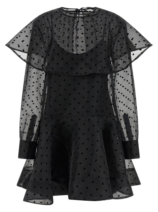 Ganni Black Organza Circle Collar Dress