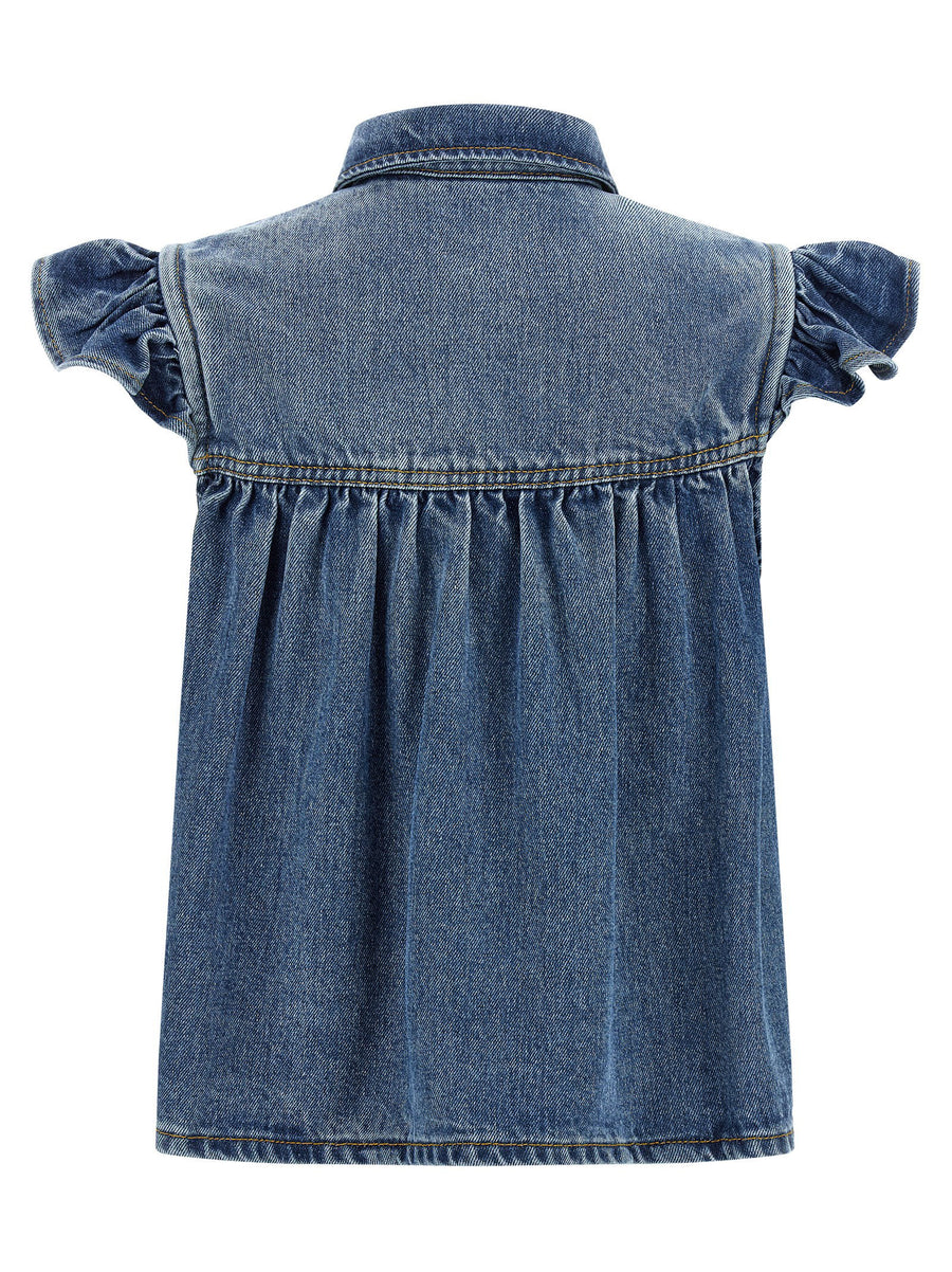 Ganni Denim Ruffle Top