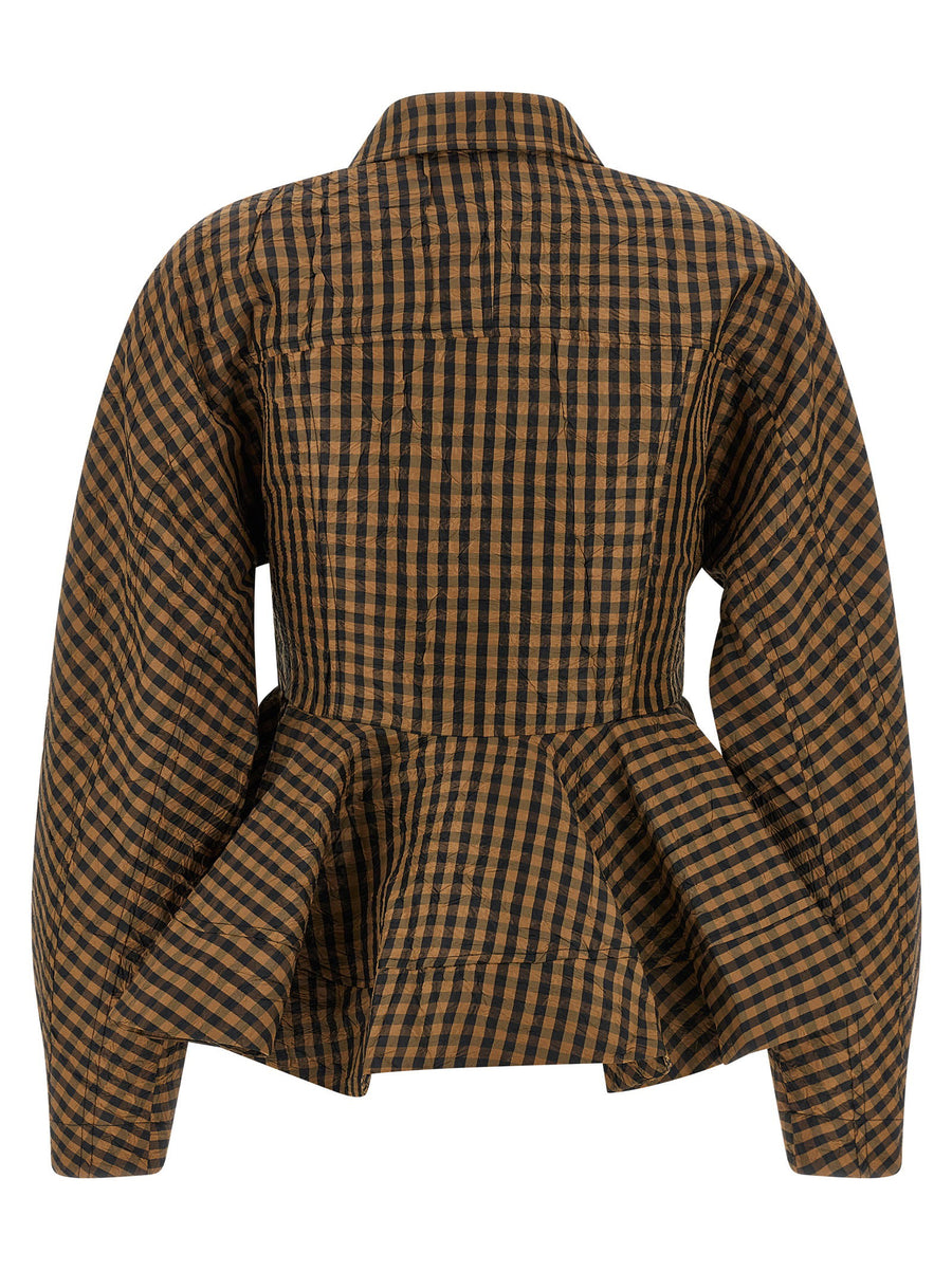 Ganni Crinckled Taffetà Blouse Brown 100 Percent Recycled Polyester