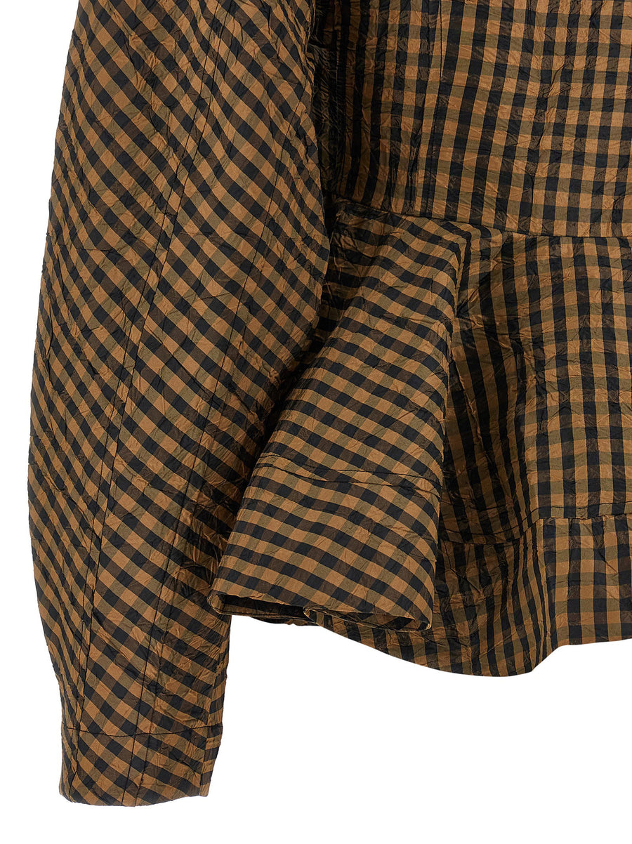Ganni Crinckled Taffetà Blouse Brown 100 Percent Recycled Polyester