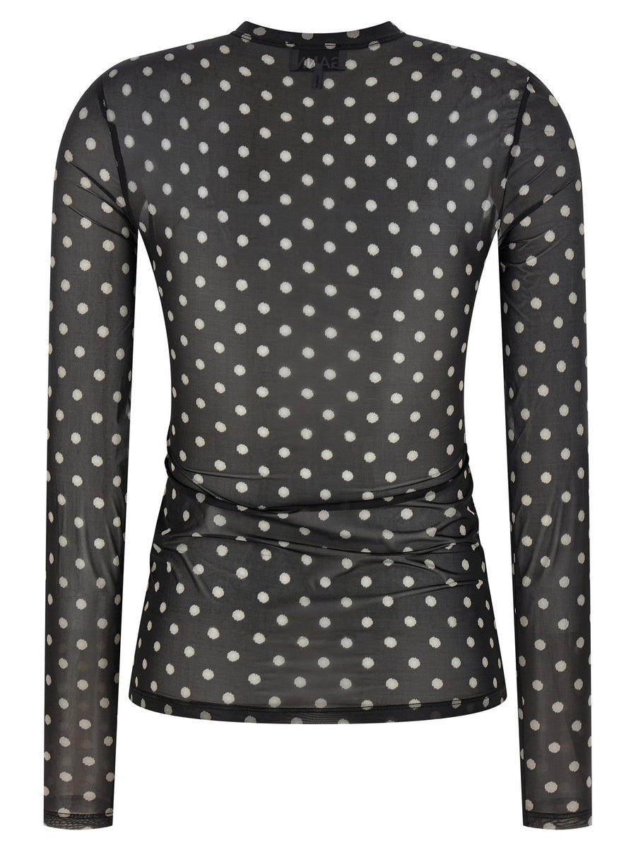 Ganni Printed Sheer Sweater For Women Lightweight Polka Dot Knit Layering Top Versatile Spring Essential
