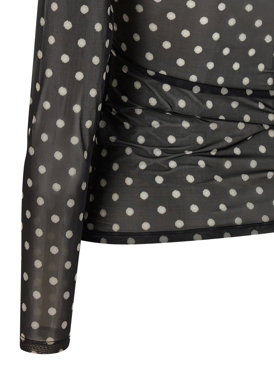 Ganni Printed Sheer Sweater For Women Lightweight Polka Dot Knit Layering Top Versatile Spring Essential