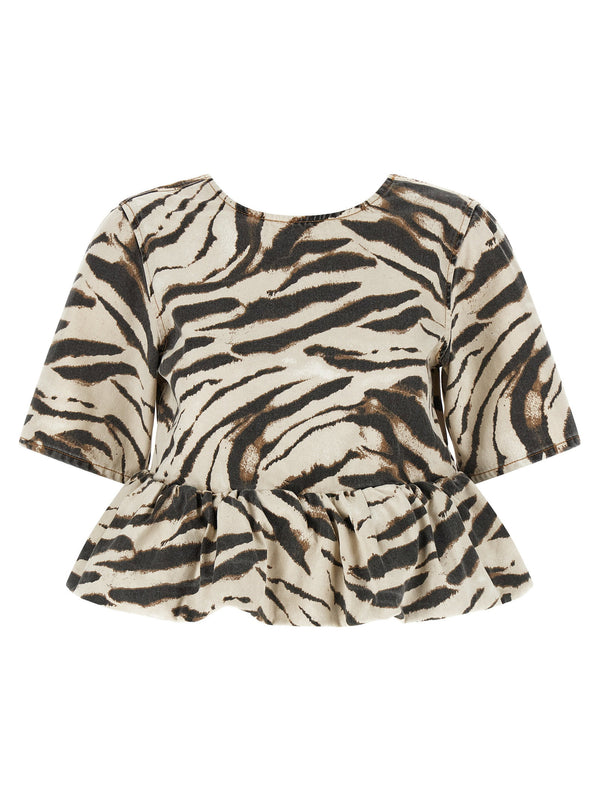 Ganni Zebra Denim Top