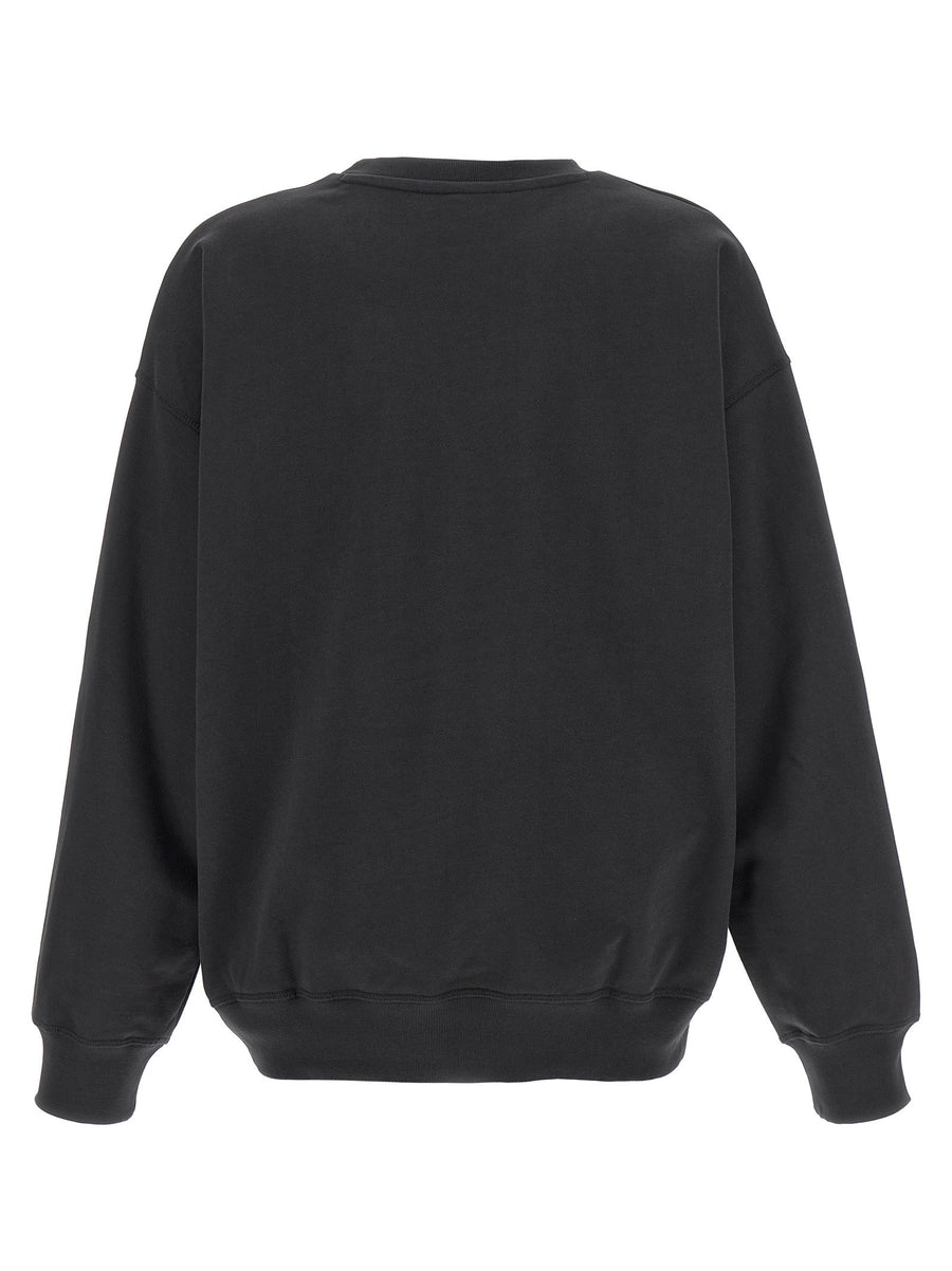 Ganni Orso Sweatshirt For Women Organic Cotton Black Top With Rhinestone Logo Applique Shine