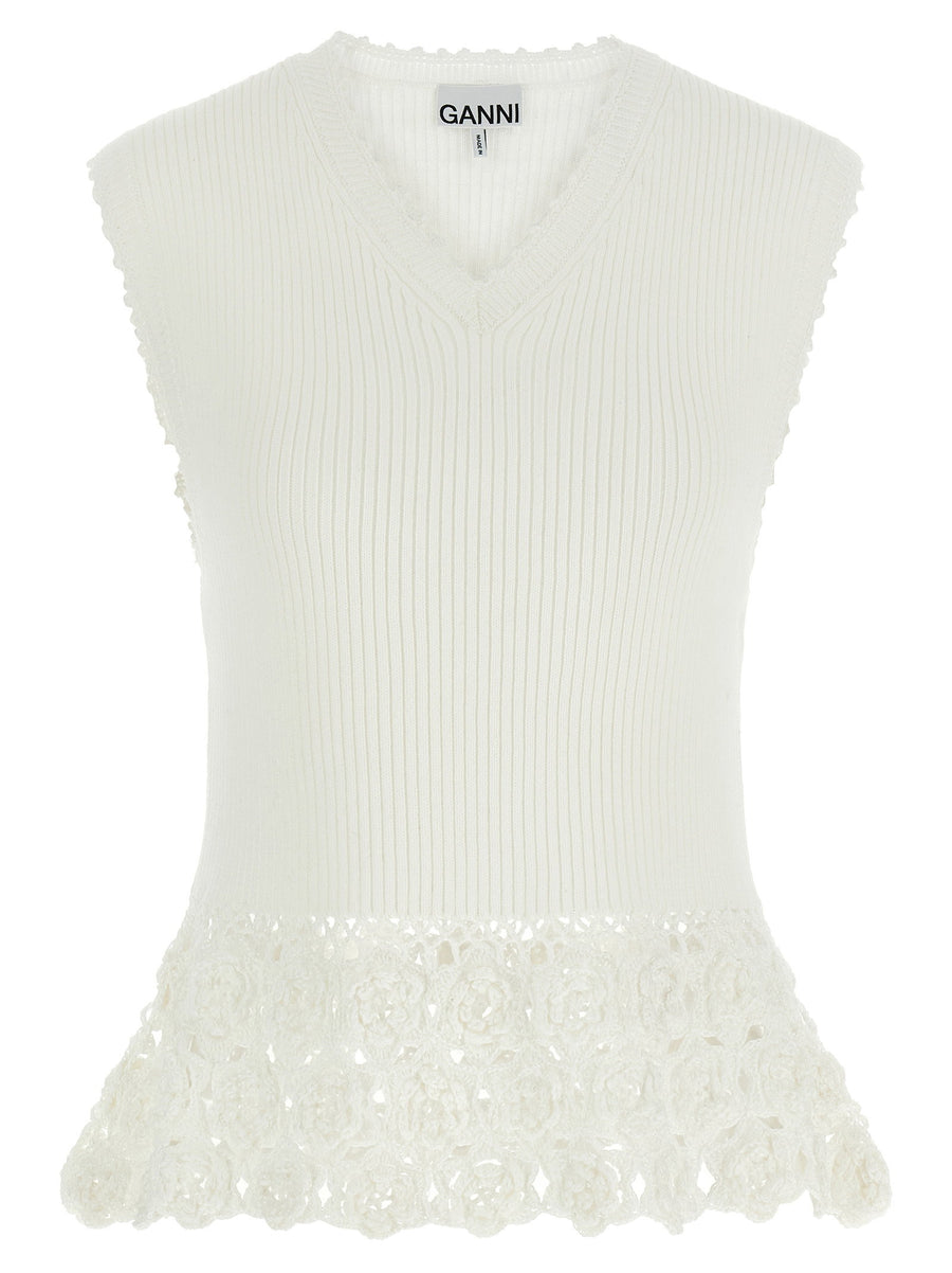Ganni Cotton Crochet Vest