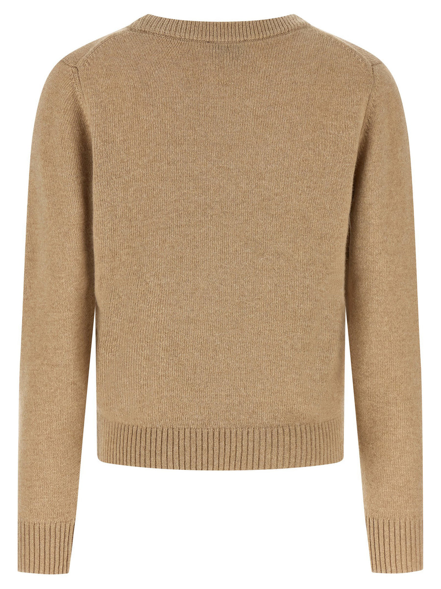 Ganni Banane Sweater For Women Beige WoolBlend Knit With Front Banane Graphic Motif