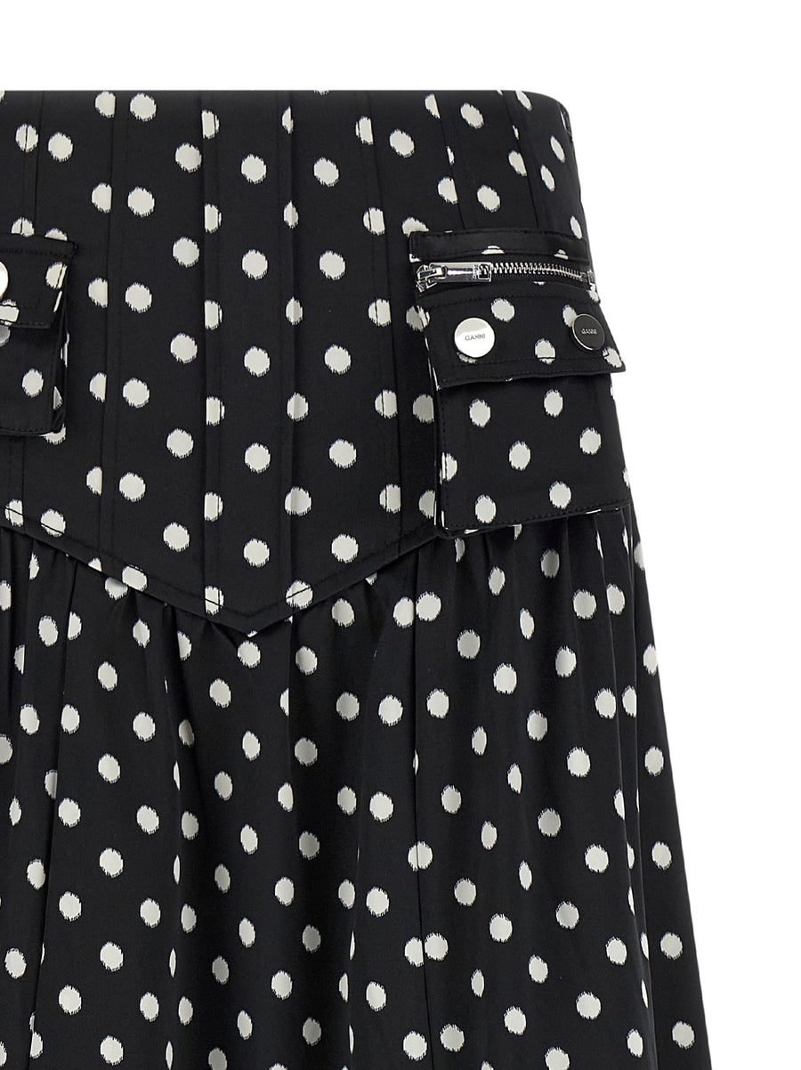 Ganni Polka Dot Silk Effect Skirt For Women Polished Versatile Spring Summer 2026