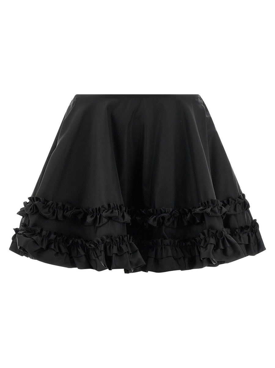 Ganni Duchesse Nylon Mini Frill Skirt Water Repellent Flared Ruffles For Women Spring Summer 2026 Sustainable Black