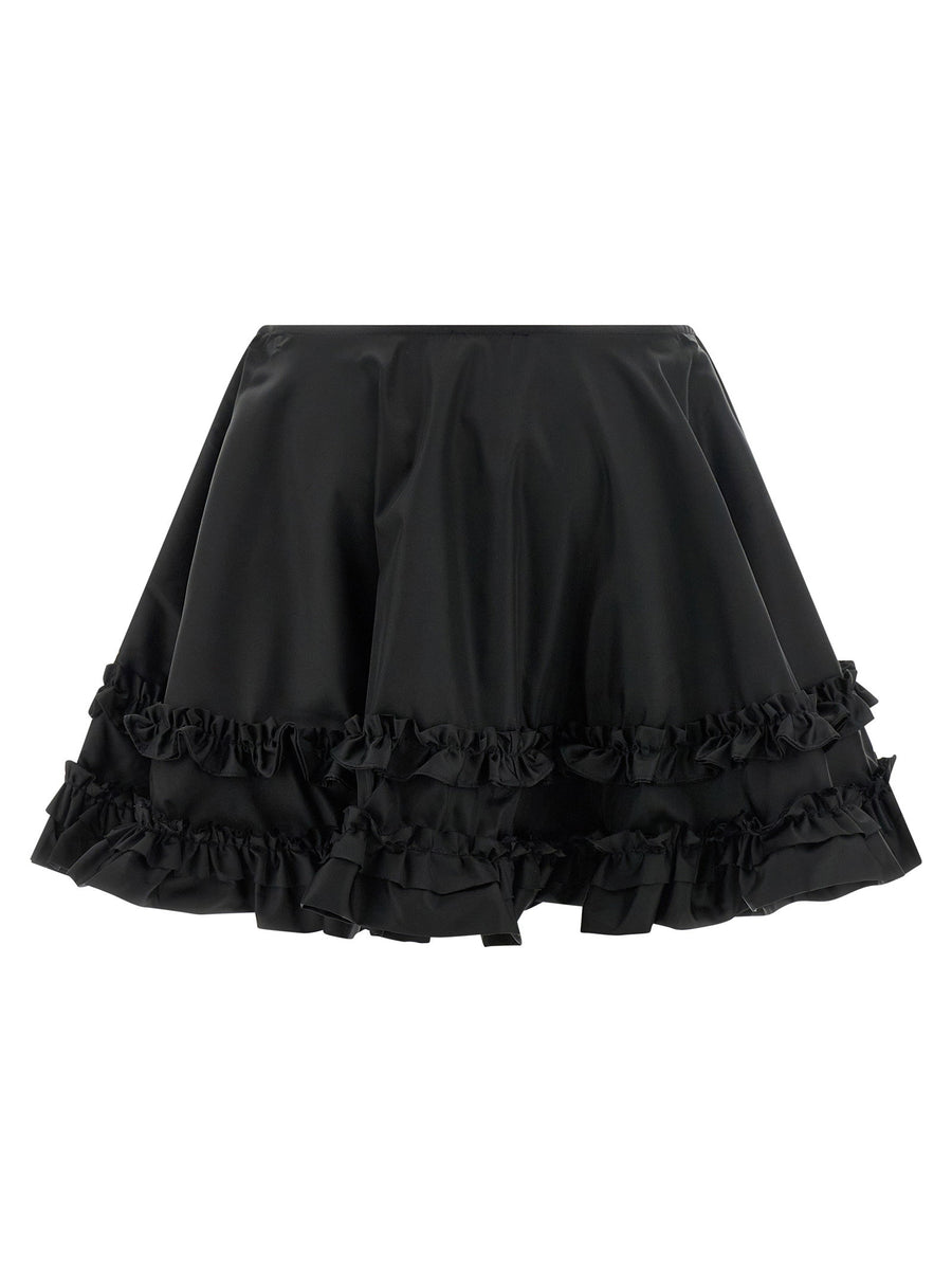 Ganni Duchesse Nylon Mini Frill Skirt Water Repellent Flared Ruffles For Women Spring Summer 2026 Sustainable Black