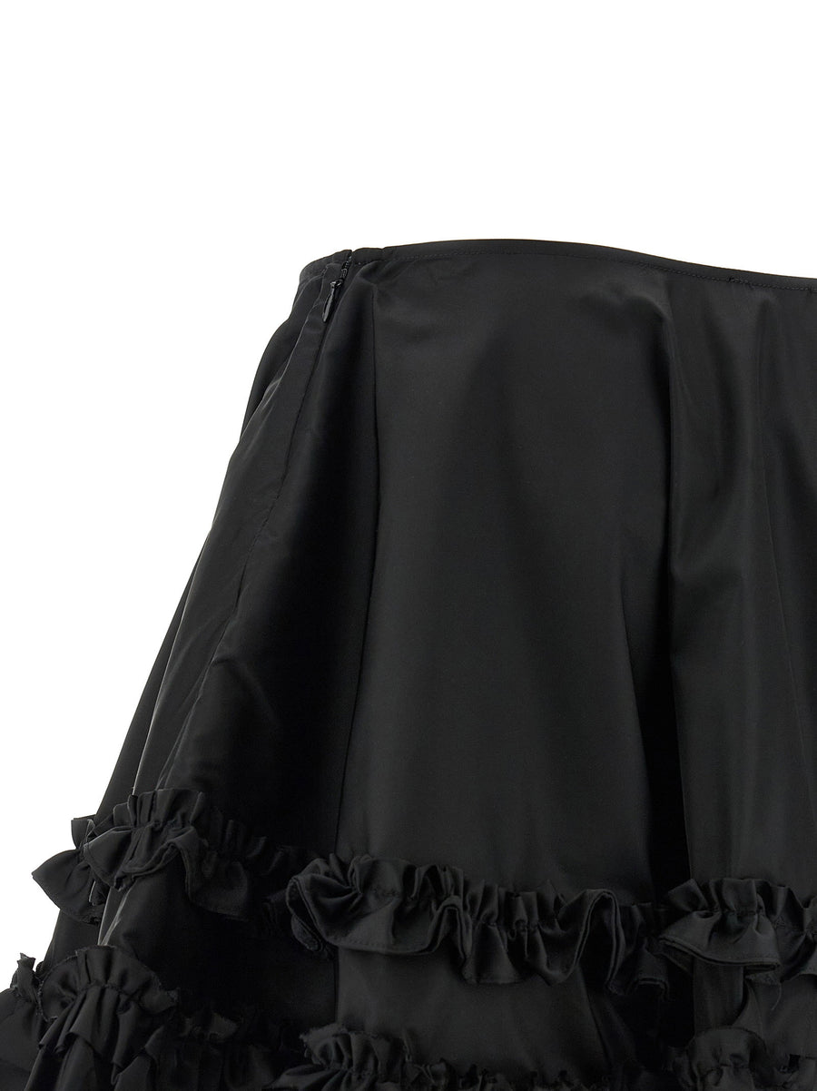 Ganni Duchesse Nylon Mini Frill Skirt Water Repellent Flared Ruffles For Women Spring Summer 2026 Sustainable Black