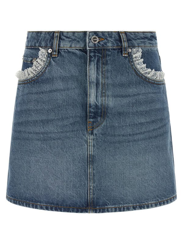 Ganni Denim And Lace Skirt