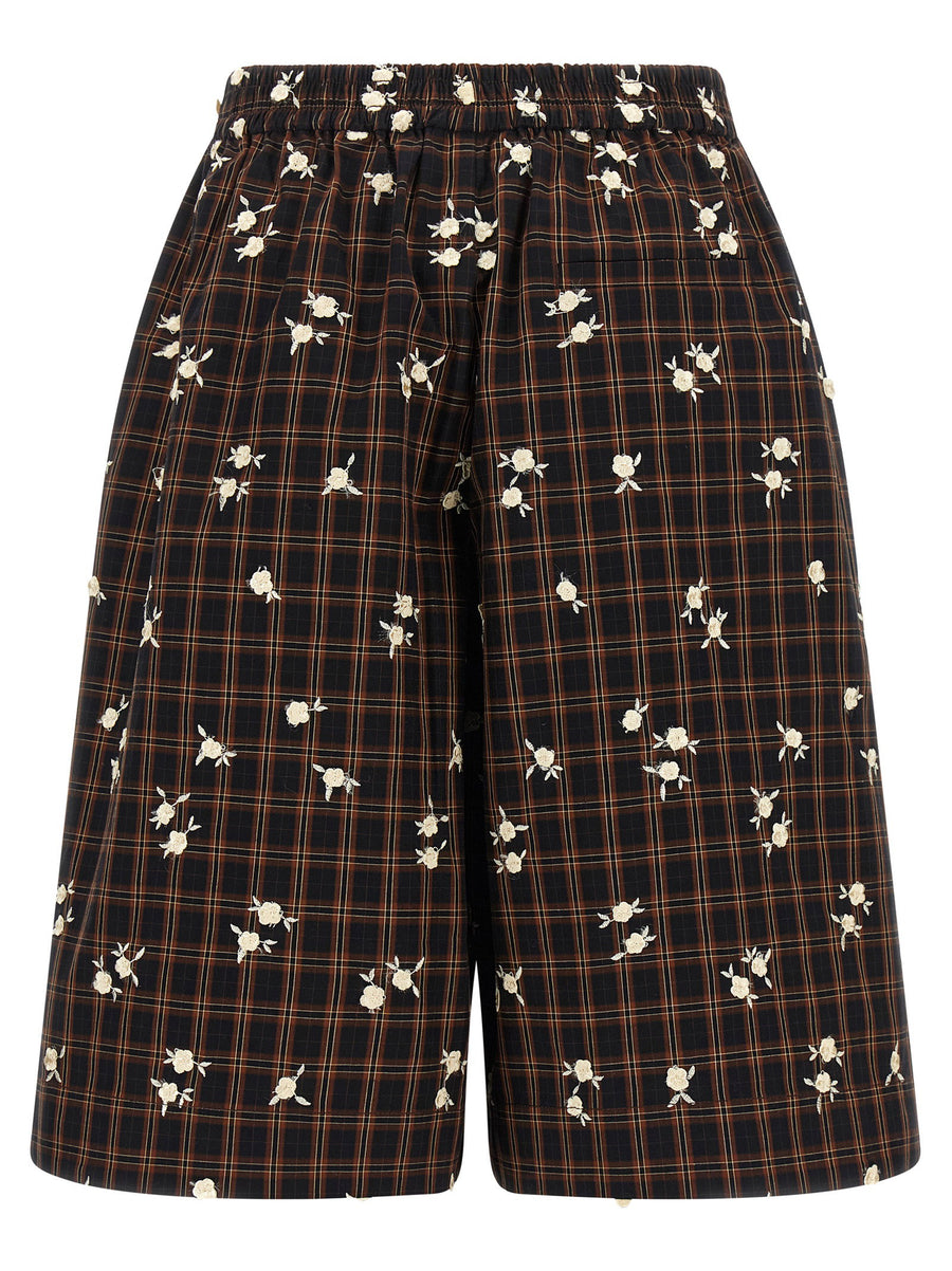 Ganni Check Flower Bermuda Shorts