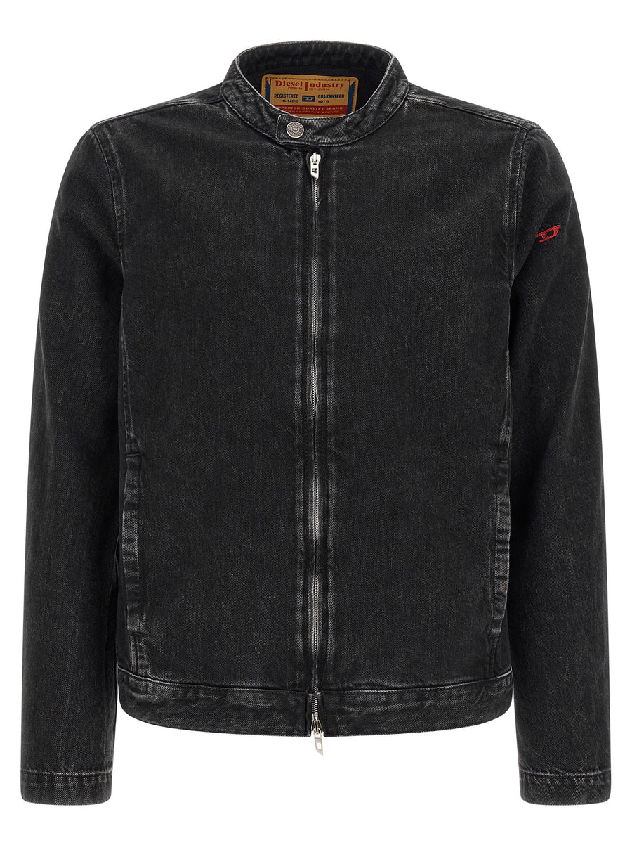 Diesel D Glory Jacket For Men In Black Denim With Zip Closure