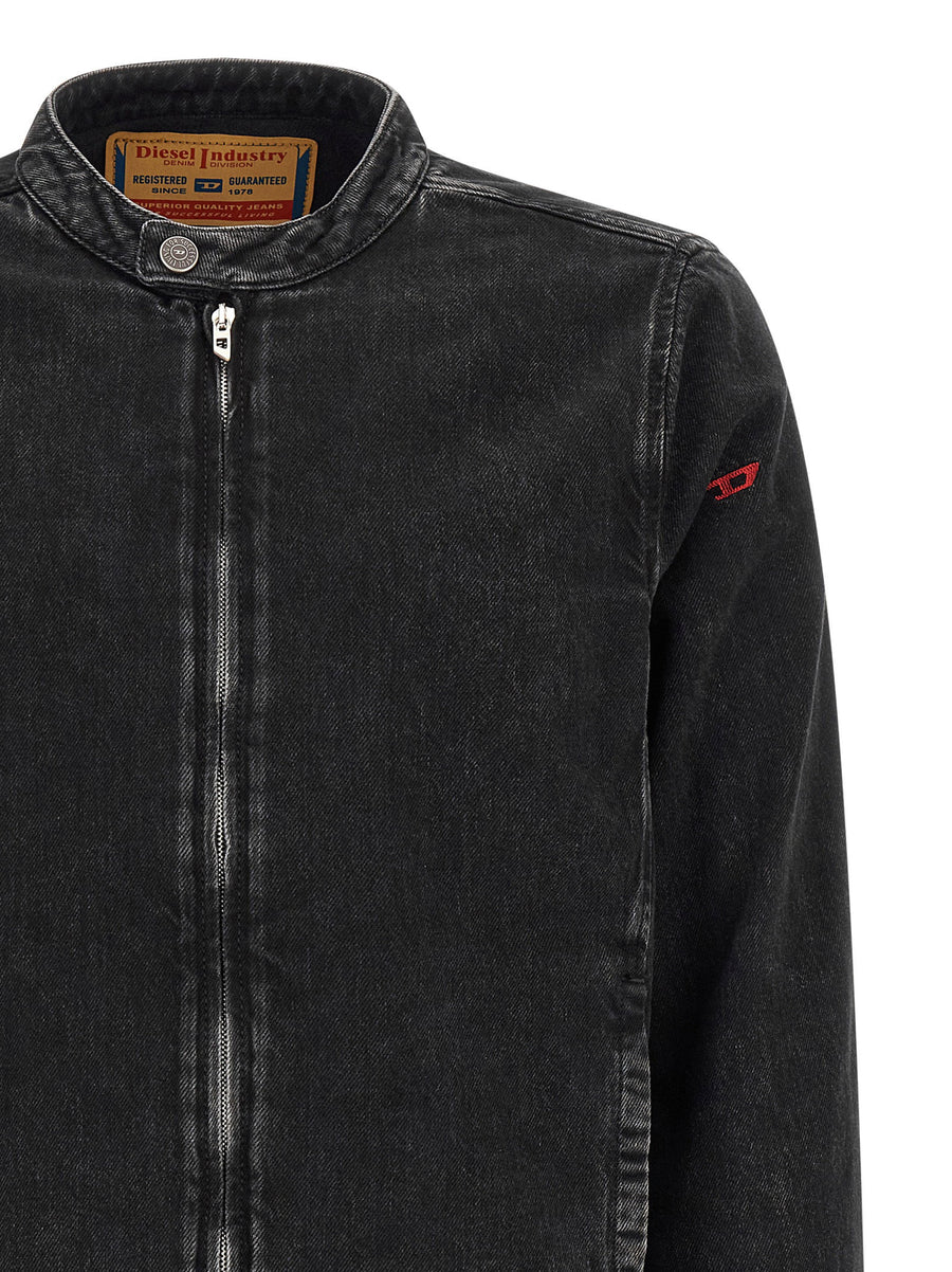 Diesel D Glory Jacket For Men In Black Denim With Zip Closure