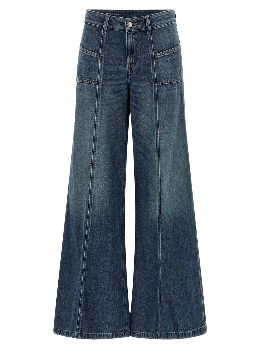 Diesel D Akii 09m56 Jeans Blue Stonewashed 100 Cotton Wide Flared Leg Womens