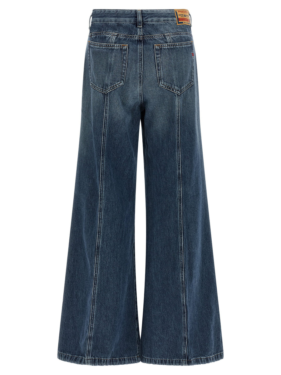 Diesel D Akii 09m56 Jeans Blue Stonewashed 100 Cotton Wide Flared Leg Womens