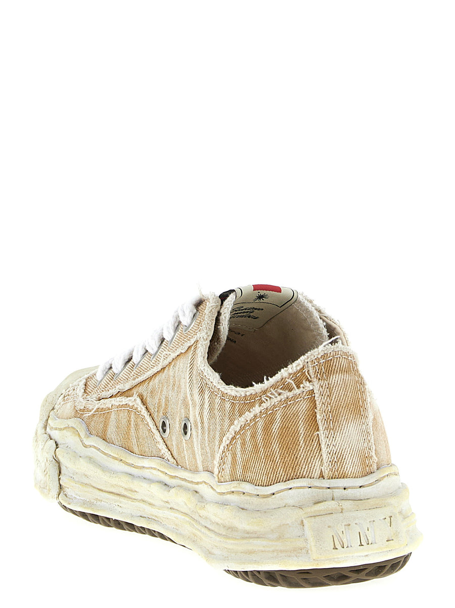Maison Mihara Yasuhiro Hank Sneakers for Men with Bleached Denim Canvas and Clay Toe Cap