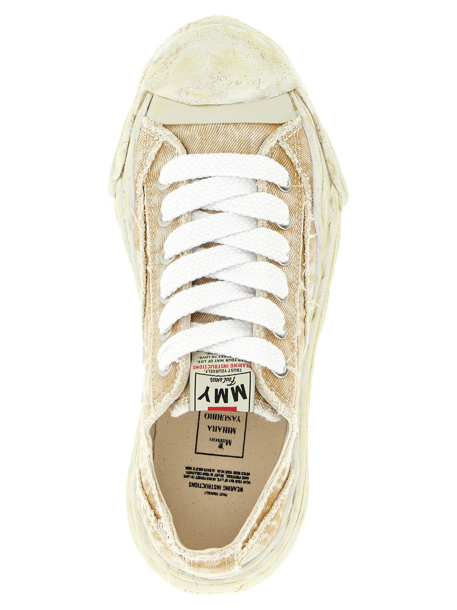 Maison Mihara Yasuhiro Hank Sneakers for Men with Bleached Denim Canvas and Clay Toe Cap