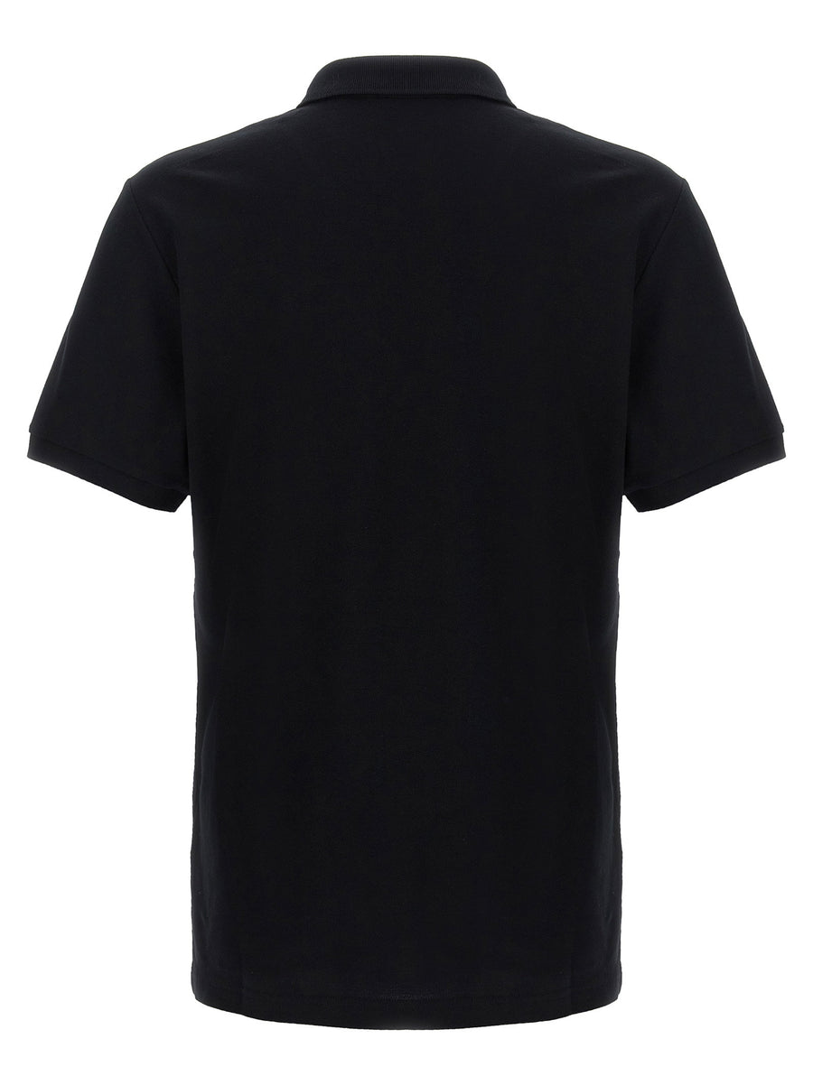 Moschino Logo Embroidered Polo Shirt For Men Black 100 Percent Cotton Pique Breathable Luxury Polo