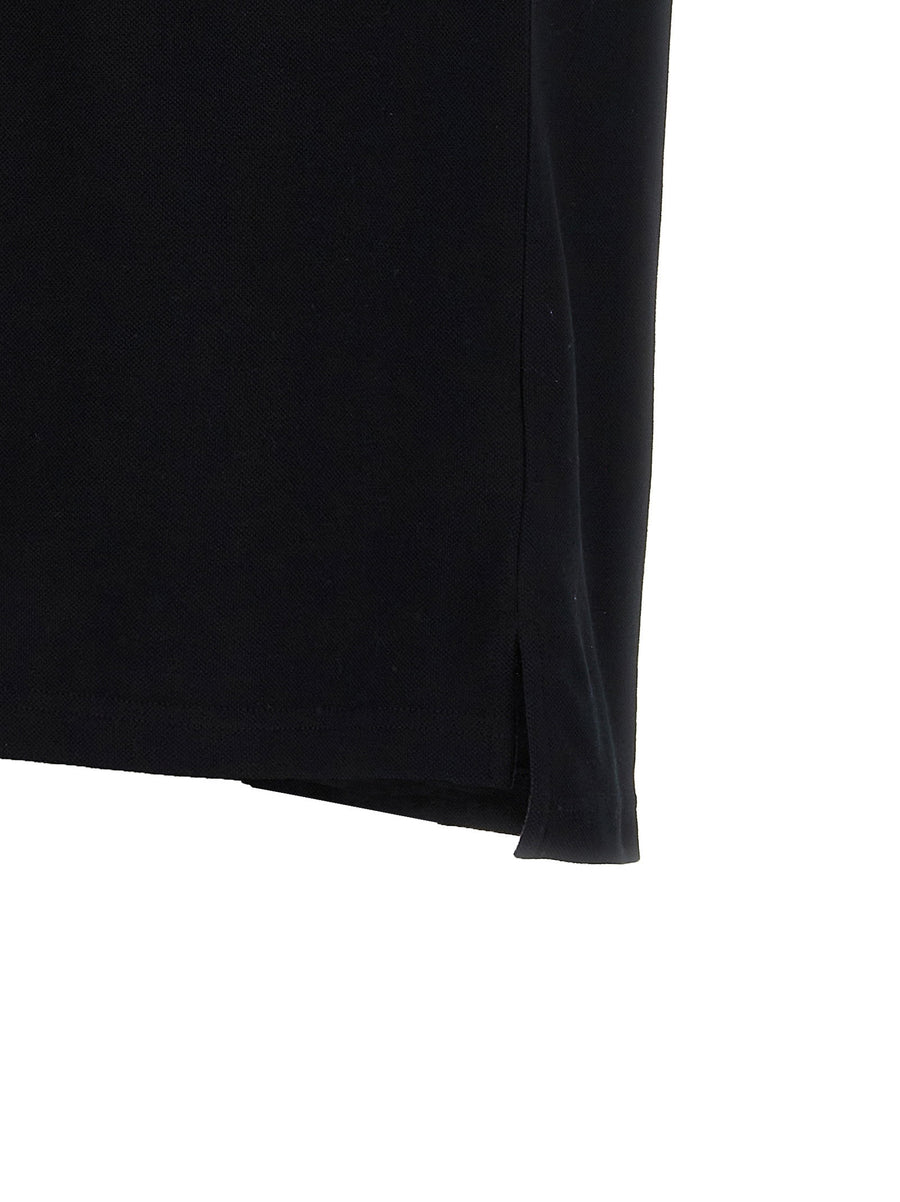 Moschino Logo Embroidered Polo Shirt For Men Black 100 Percent Cotton Pique Breathable Luxury Polo