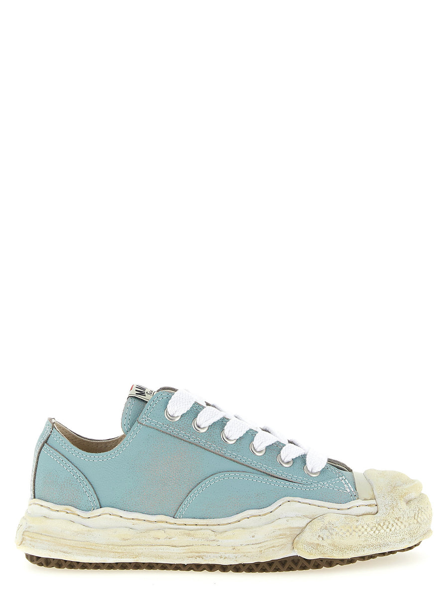 Maison Mihara Yasuhiro Hank Sneakers Premium Cow Leather Heat Shrink Finish Vintage Light Blue For Men Streetwear