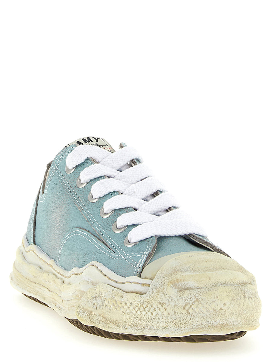 Maison Mihara Yasuhiro Hank Sneakers Premium Cow Leather Heat Shrink Finish Vintage Light Blue For Men Streetwear