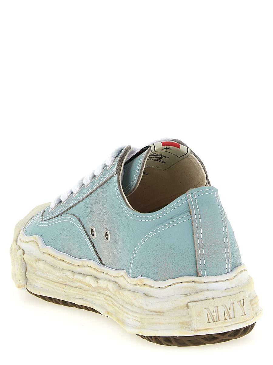 Maison Mihara Yasuhiro Hank Sneakers Premium Cow Leather Heat Shrink Finish Vintage Light Blue For Men Streetwear