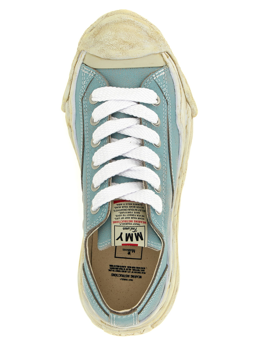 Maison Mihara Yasuhiro Hank Sneakers Premium Cow Leather Heat Shrink Finish Vintage Light Blue For Men Streetwear