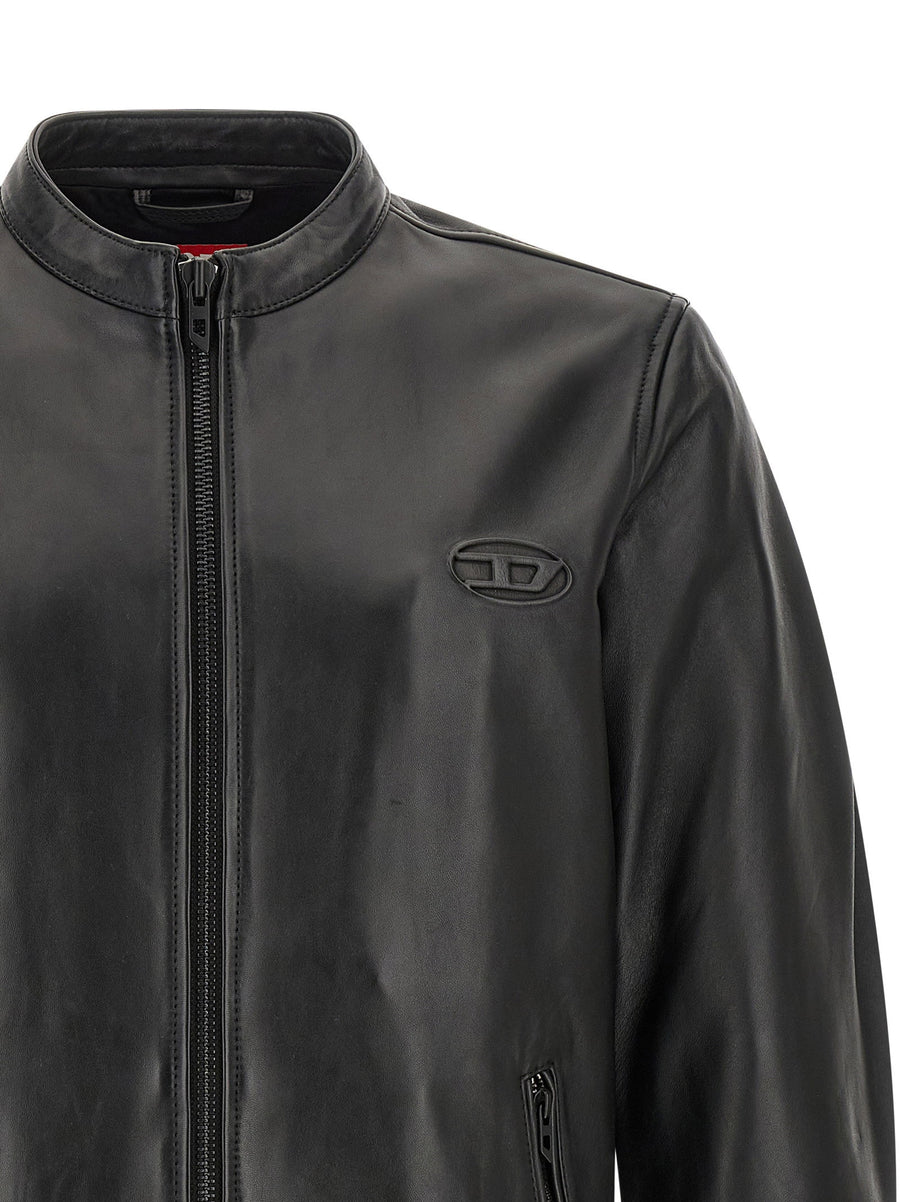 Diesel L Tad Wrd Lambskin Leather Biker Jacket For Women
