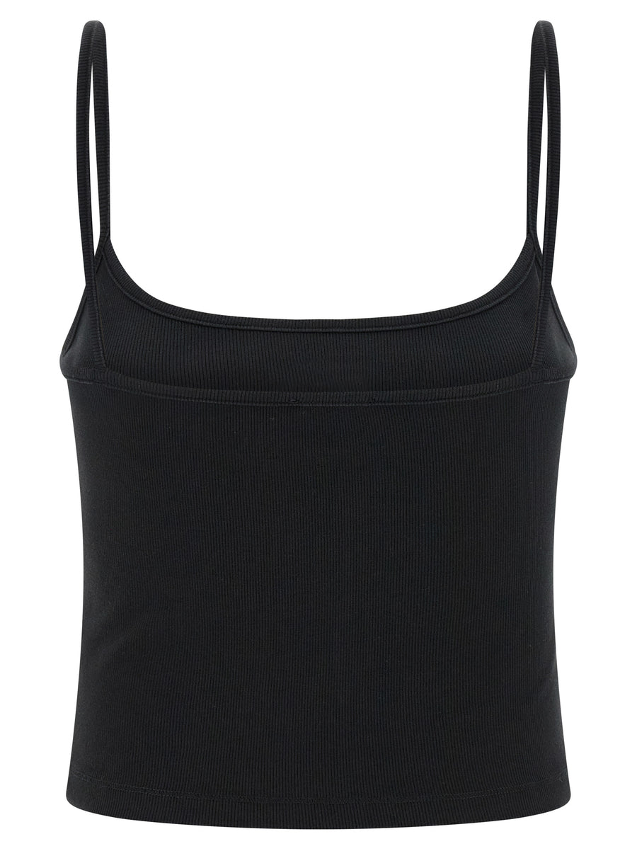 Diesel T Hupy Od Top For Women Slim Fit Cropped Black Fine Ribbed Stretch Cotton
