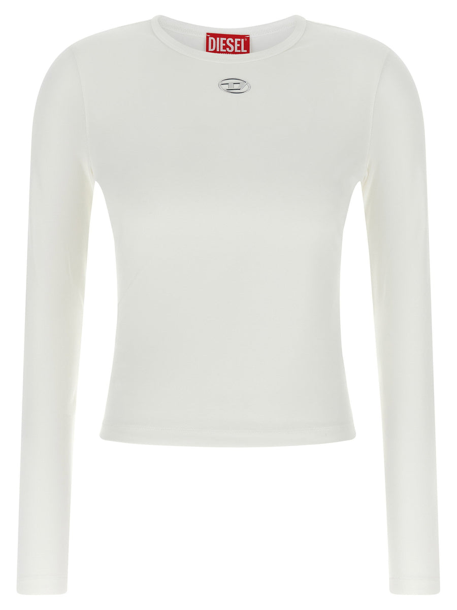 Diesel White Cotton Elastane Slim Fit Long Sleeve Top