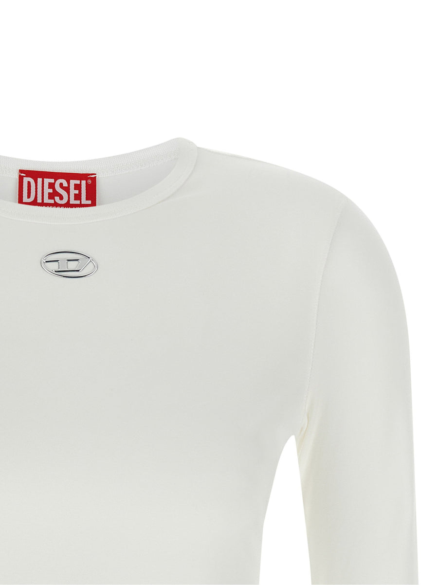 Diesel White Cotton Elastane Slim Fit Long Sleeve Top