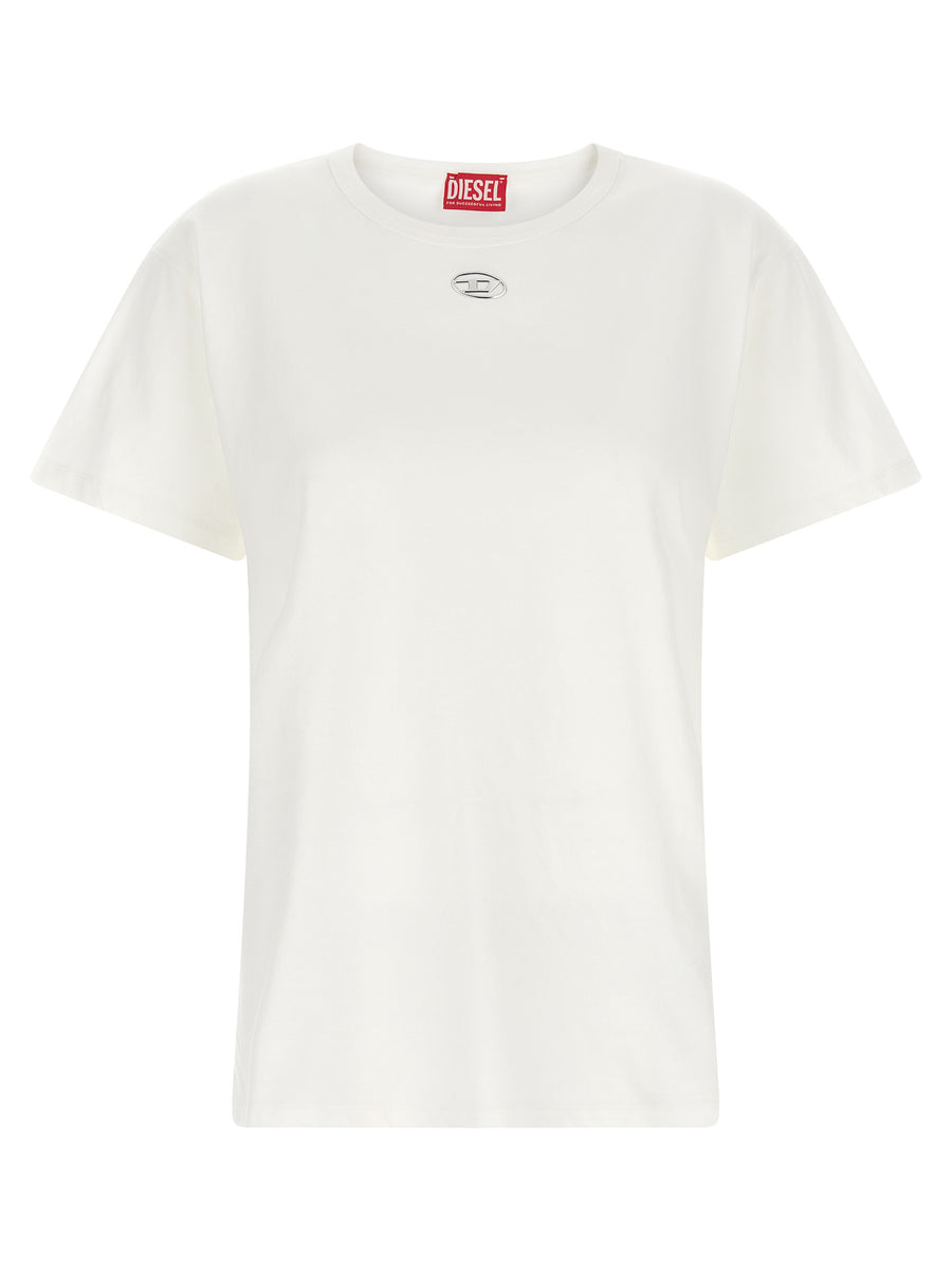 Diesel T Normy White 100 Percent Cotton T Shirt For Women With Front Logo Versatile Wardrobe Essential