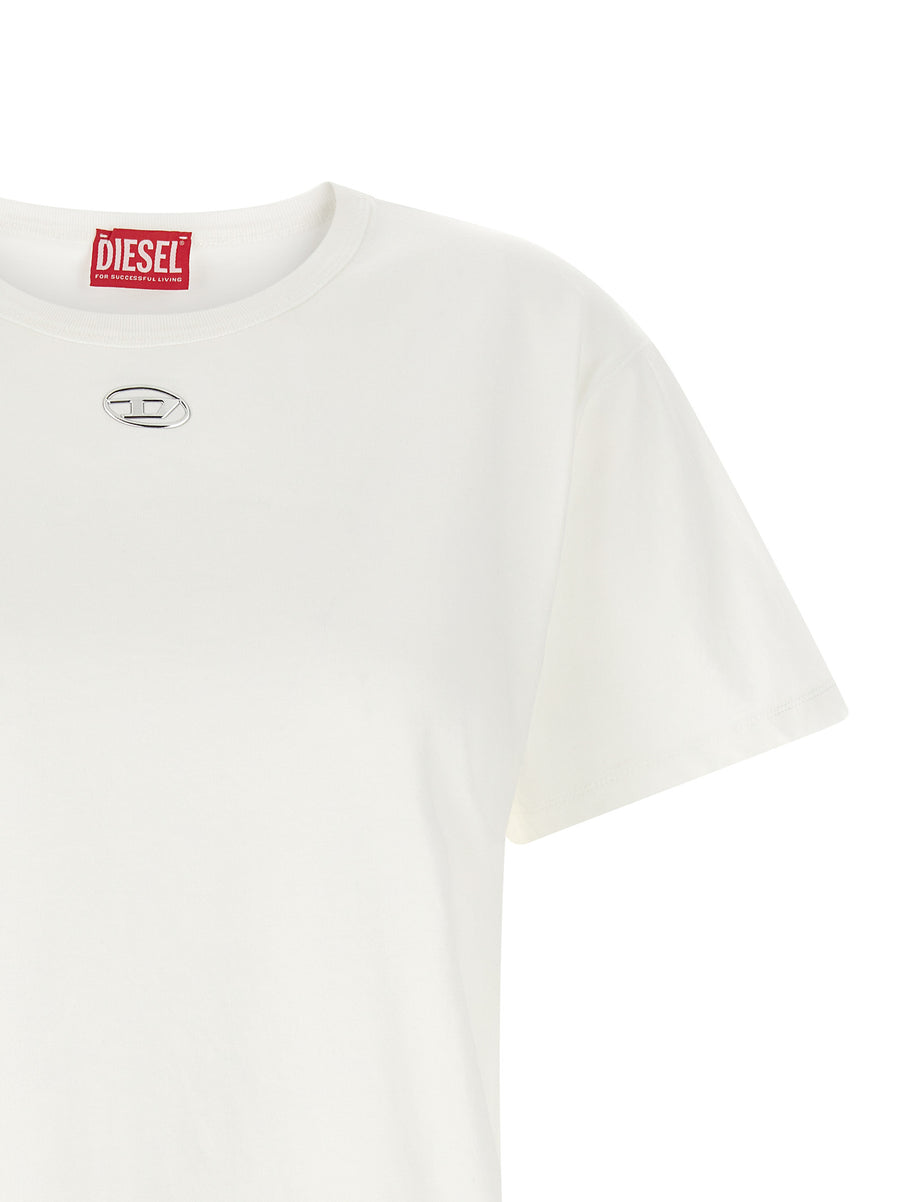 Diesel T Normy White 100 Percent Cotton T Shirt For Women With Front Logo Versatile Wardrobe Essential