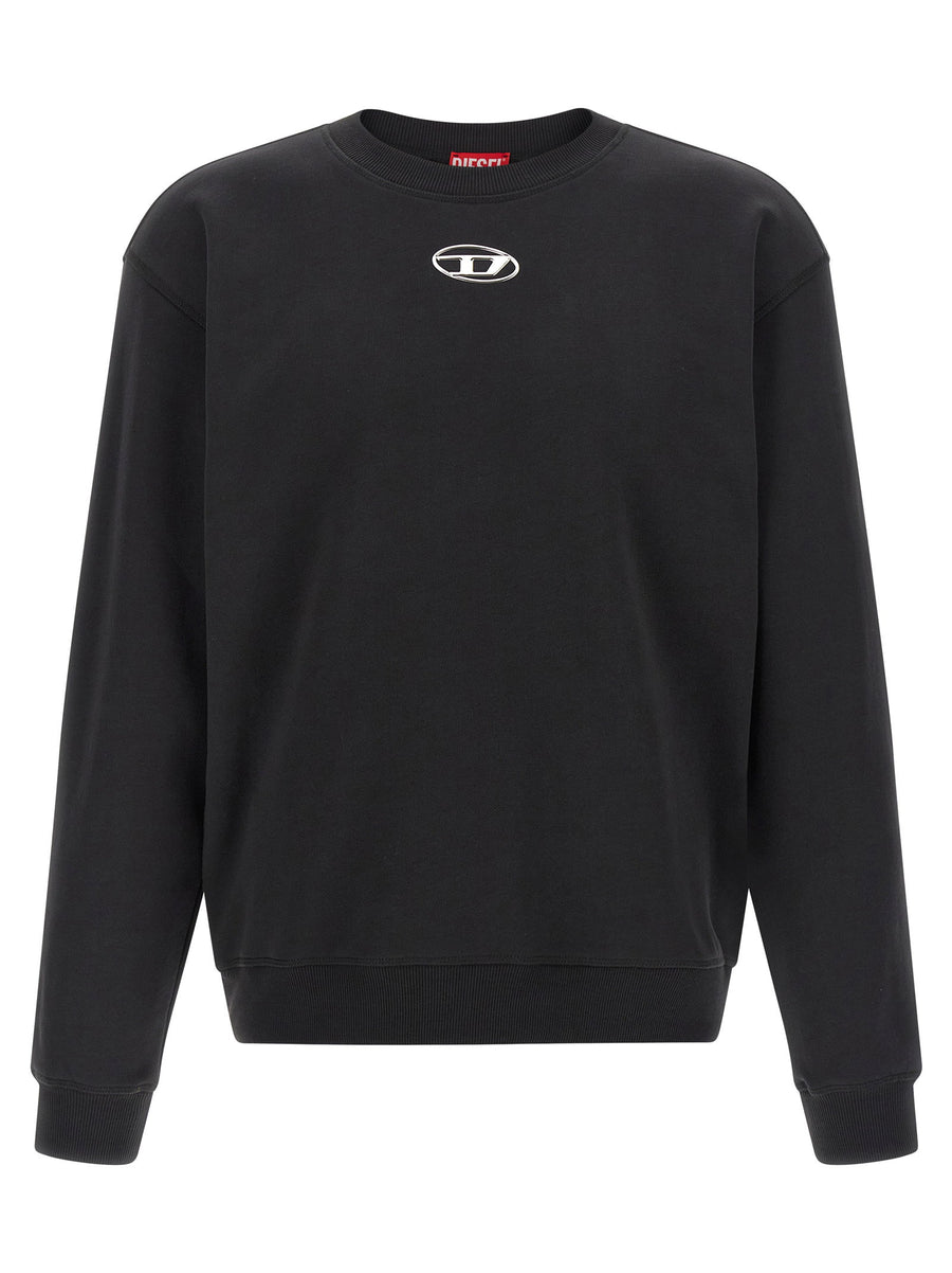 Diesel Minimalist S-Norm-Iod Sweatshirt For Men In Black 100% Cotton Soft Everyday Comfort Embossed Front Oval Detail