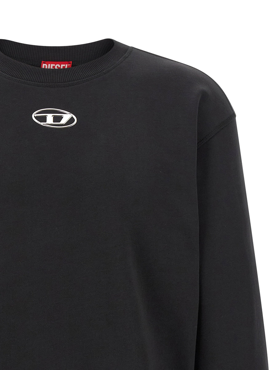 Diesel Minimalist S-Norm-Iod Sweatshirt For Men In Black 100% Cotton Soft Everyday Comfort Embossed Front Oval Detail