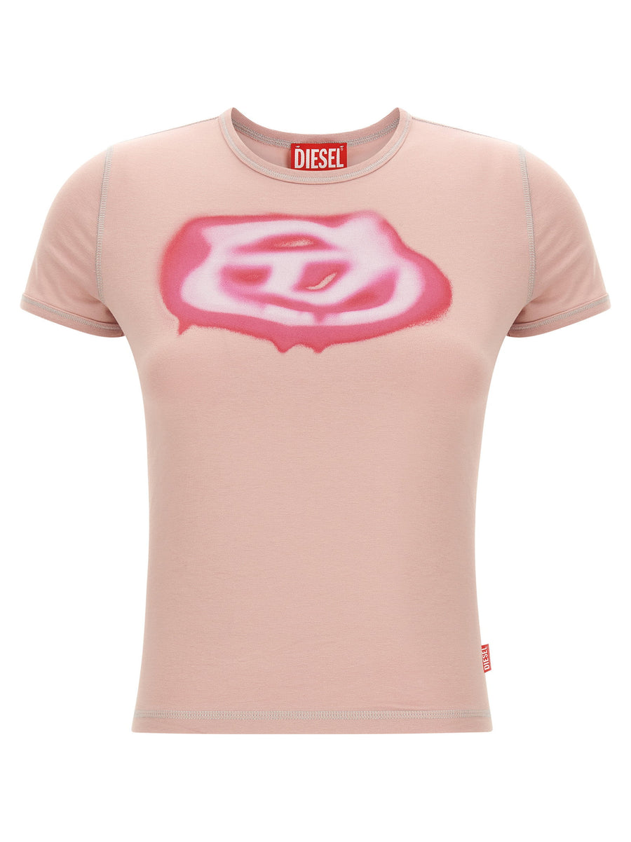 Diesel Pink T Uncuties Long S3 Slim Fit Crew Neck T Shirt For Women