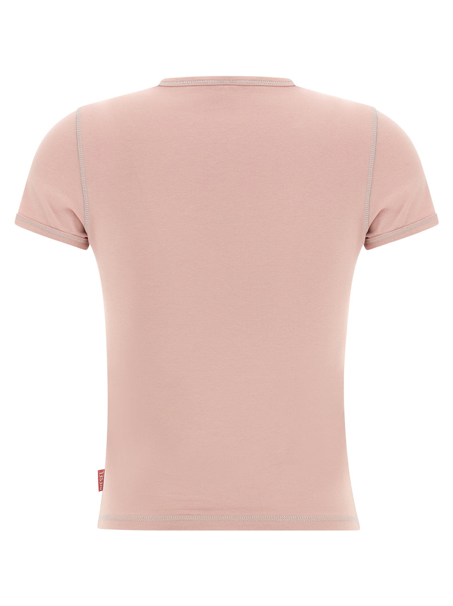 Diesel Pink T Uncuties Long S3 Slim Fit Crew Neck T Shirt For Women