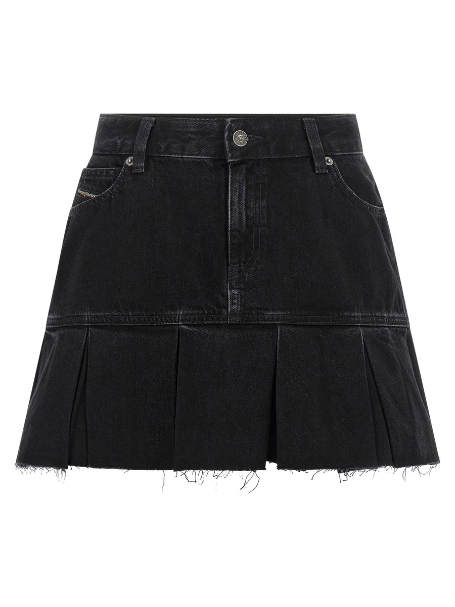Diesel De Reen Denim Mini Skirt Blue With Pleated Hem