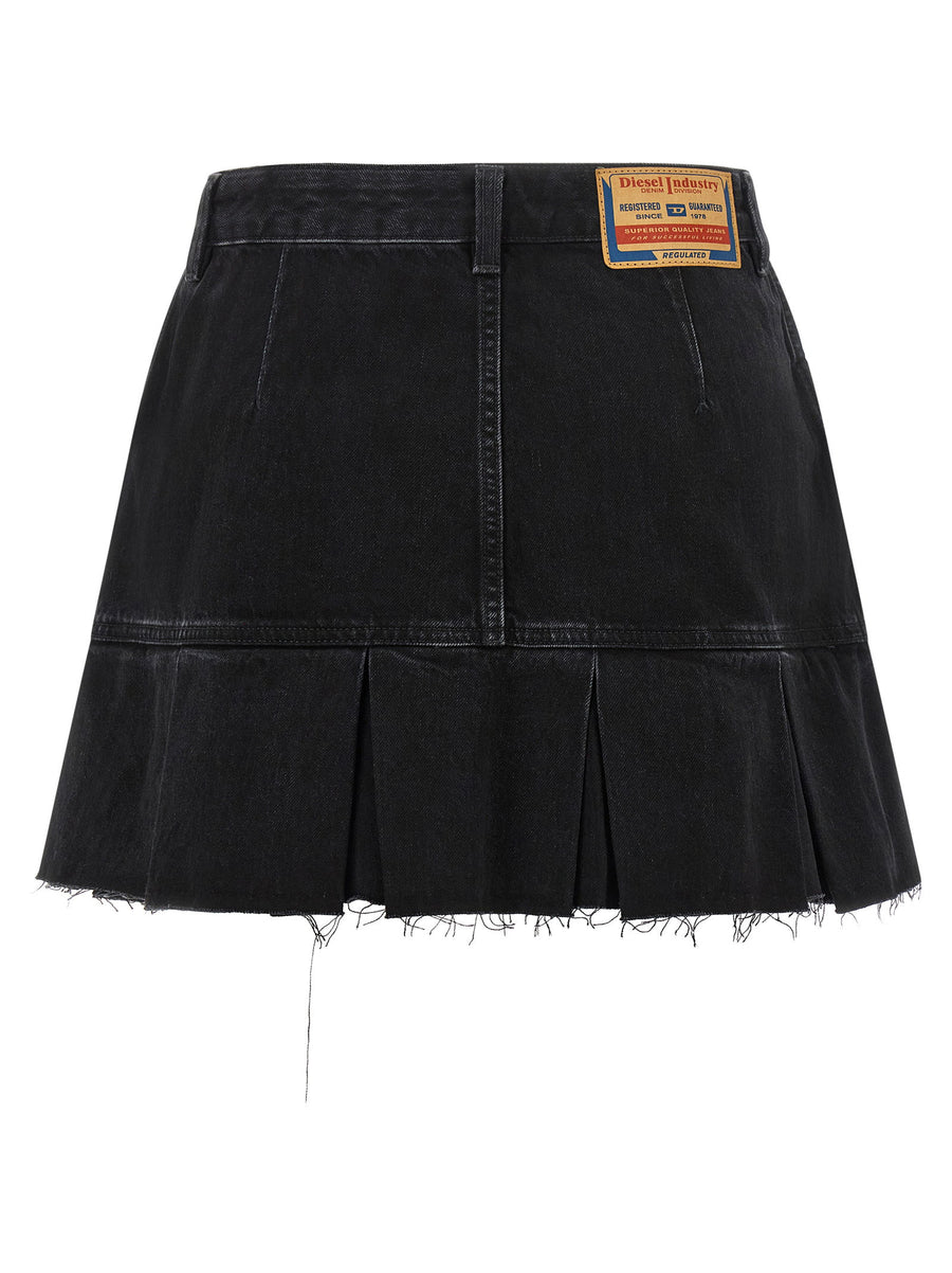 Diesel De Reen Denim Mini Skirt Blue With Pleated Hem