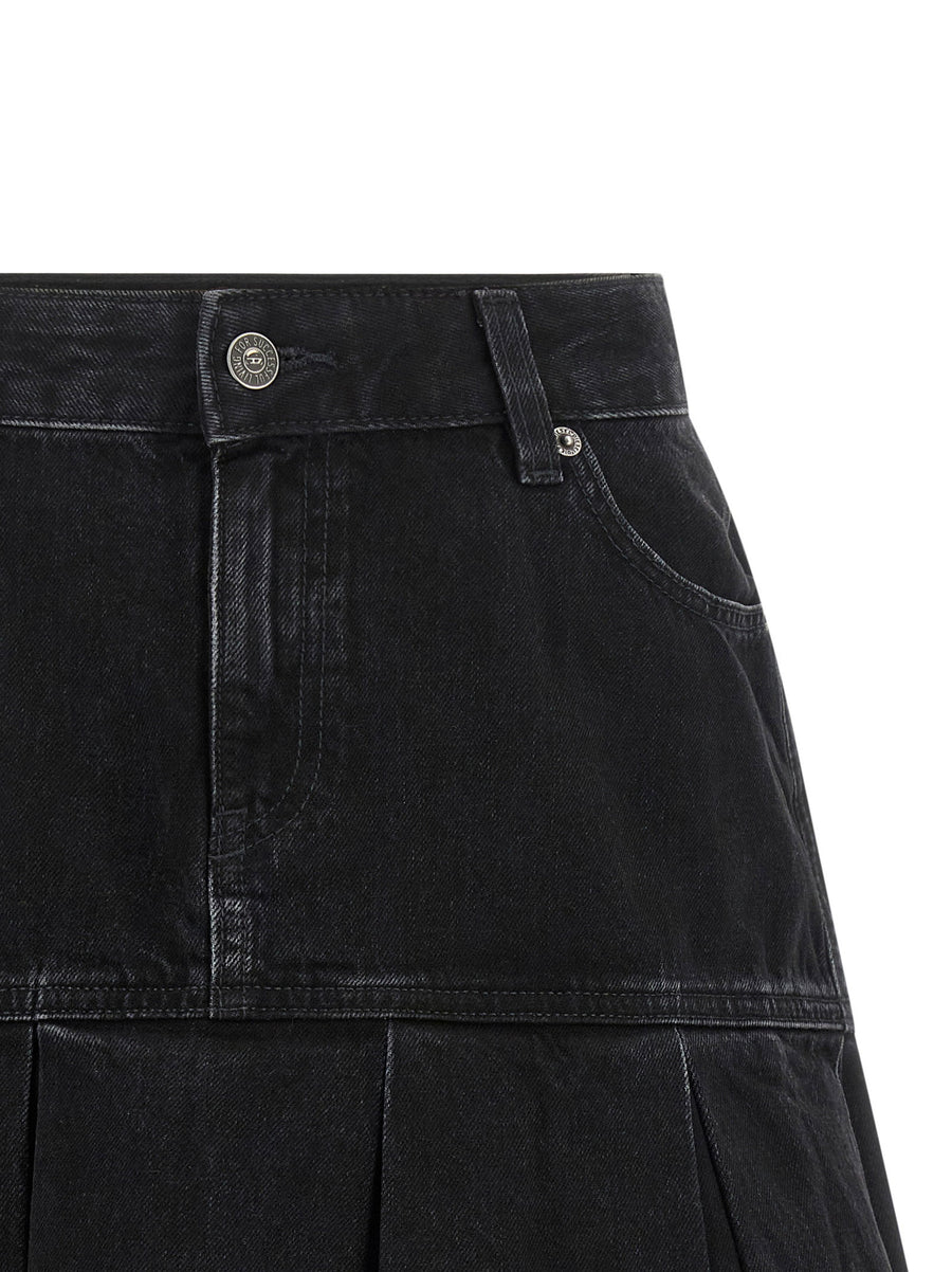 Diesel De Reen Denim Mini Skirt Blue With Pleated Hem