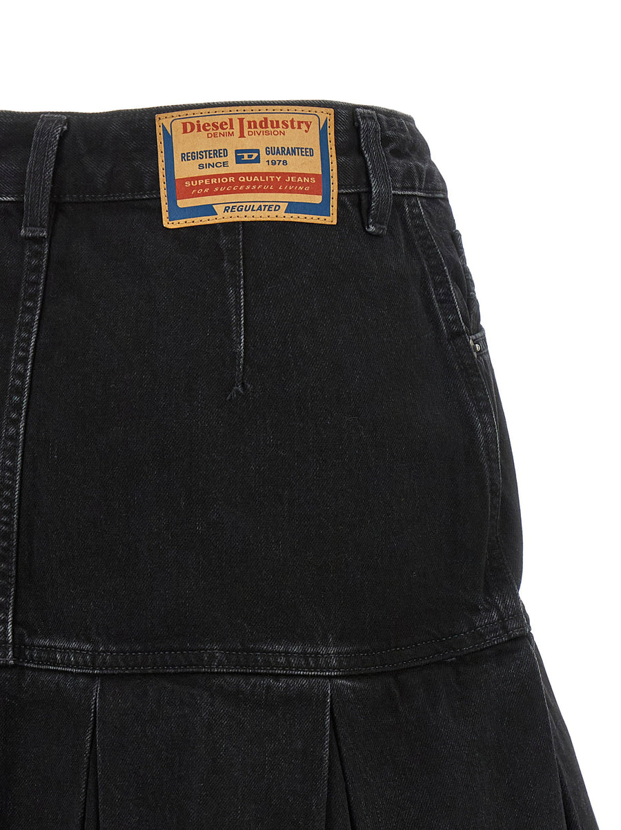 Diesel De Reen Denim Mini Skirt Blue With Pleated Hem