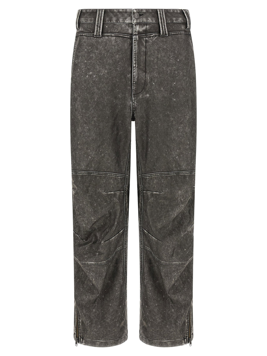 Diesel P Delly Njcj Men Trousers Leather Effect Gray Polyurethane Relaxed Fit