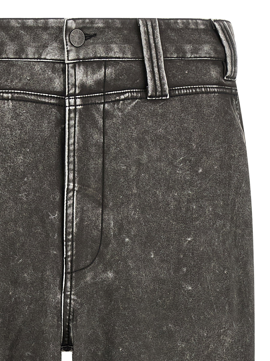 Diesel P Delly Njcj Men Trousers Leather Effect Gray Polyurethane Relaxed Fit