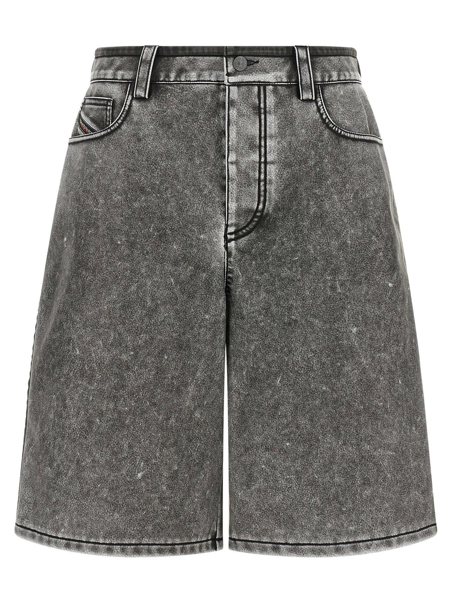 Diesel Bermuda Shorts Gray Denim Look Polyurethane