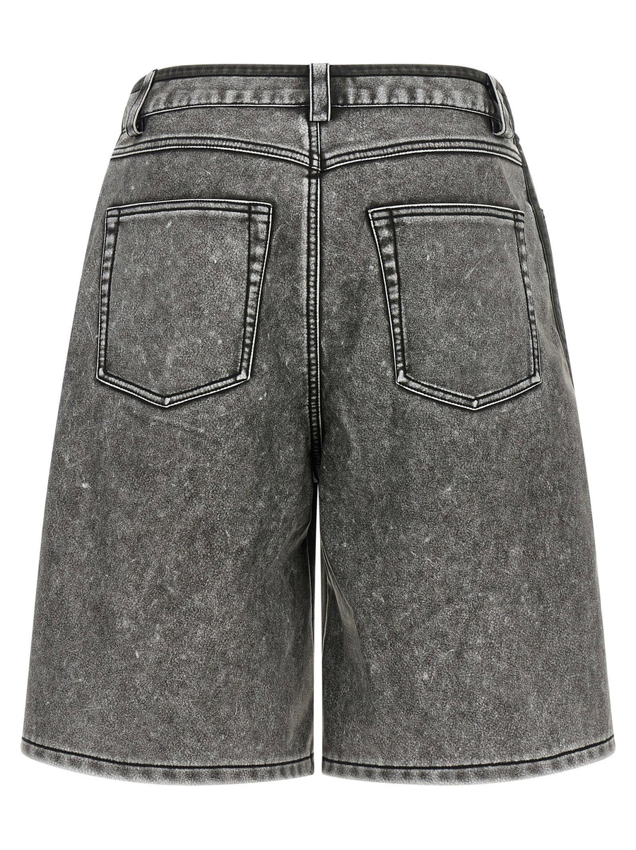 Diesel Bermuda Shorts Gray Denim Look Polyurethane