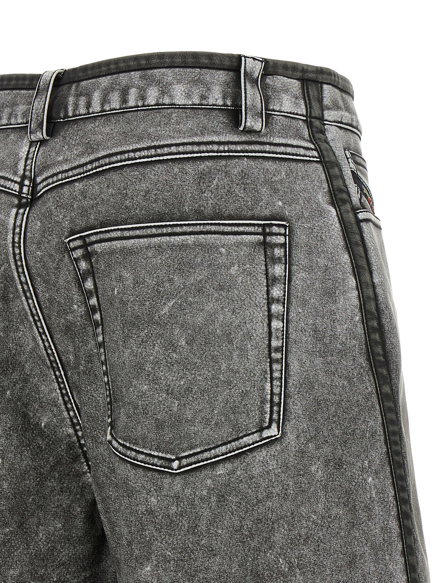 Diesel Bermuda Shorts Gray Denim Look Polyurethane