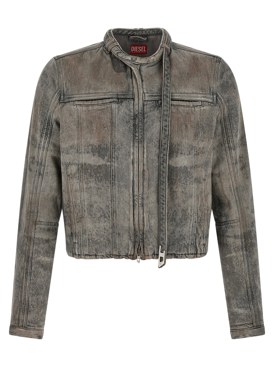 Diesel D Vulmar Fsi Jacket For Men Luxury Satin Denim With Textured Hardware Details